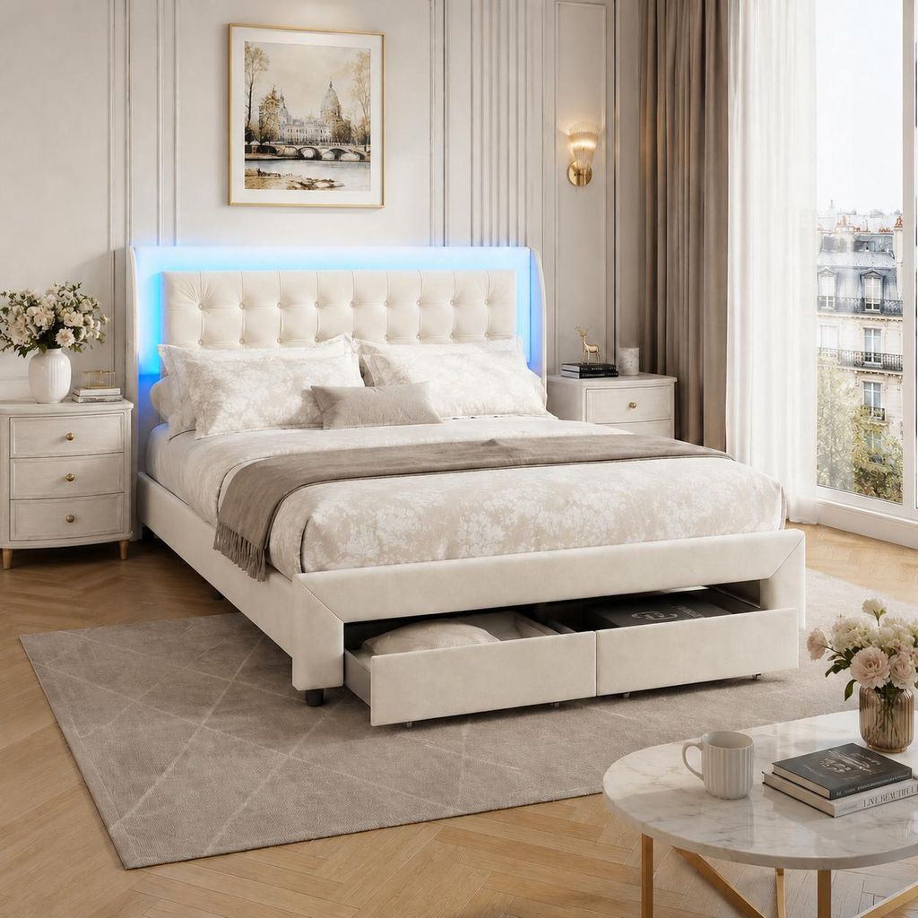 Łóżko tapicerowane INONEFT, 160 × 200 cm, z hydraulicznym Zdjęcie produktu 