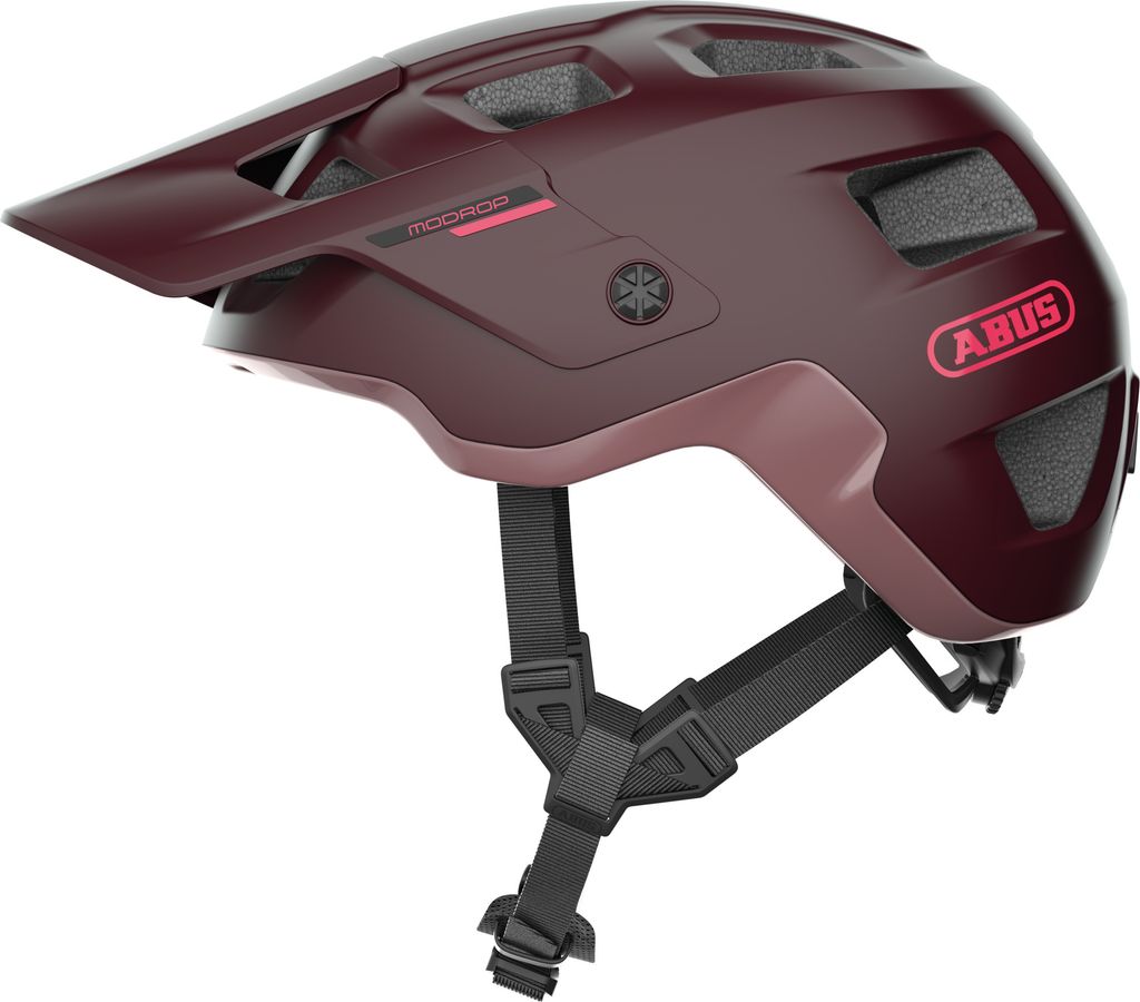 ABUS MTB-Helm MoDrop - robuster Fahrradhelm mit guter Belüftung für Mountainbiker - individuelle Passform - Unisex - Dunkelrot, Größe M (54-58 cm)
