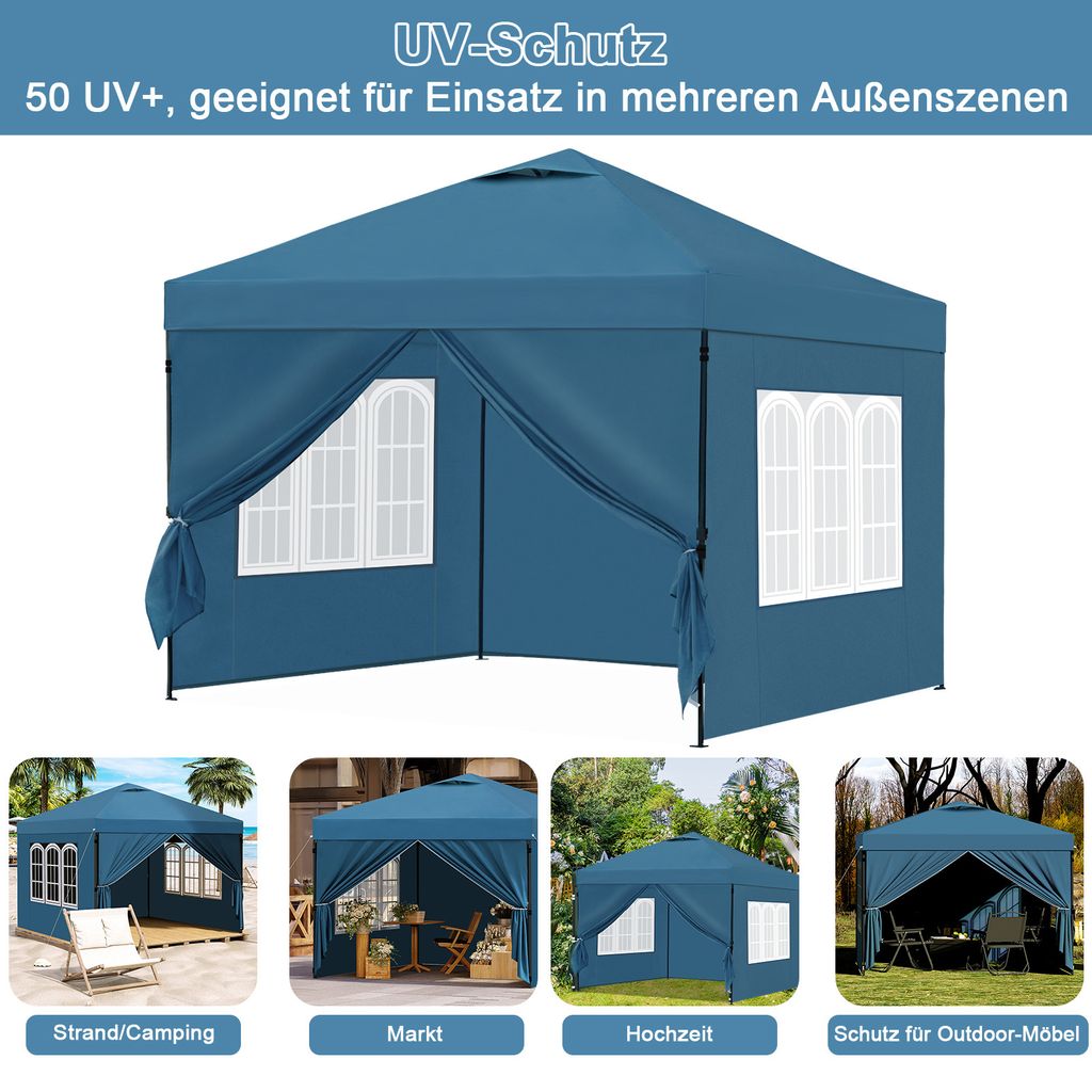 EUGAD Faltpavillon mit Seitenwänden, wasserfest, Produktbild 7