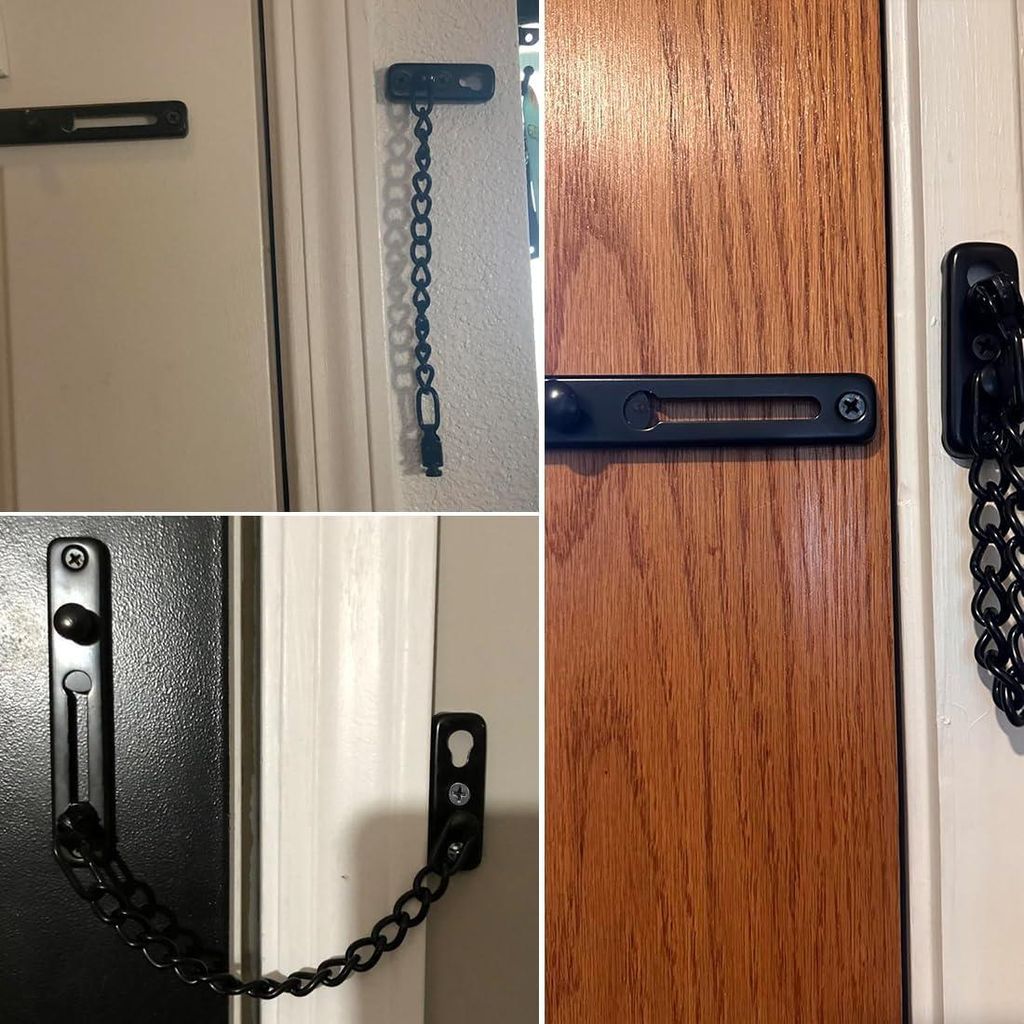 Türkette aus rostfreiem Stahl - Türsicherheitskette - Schrauben - Nagelkleber - Feder - Diebstahlschutz - Klickverschluss für Zuhause - Wohnung ...