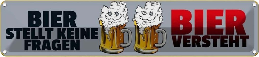 vianmo Blechschild 10x46 cm Bier stellt keine Fragen Essen Trinken