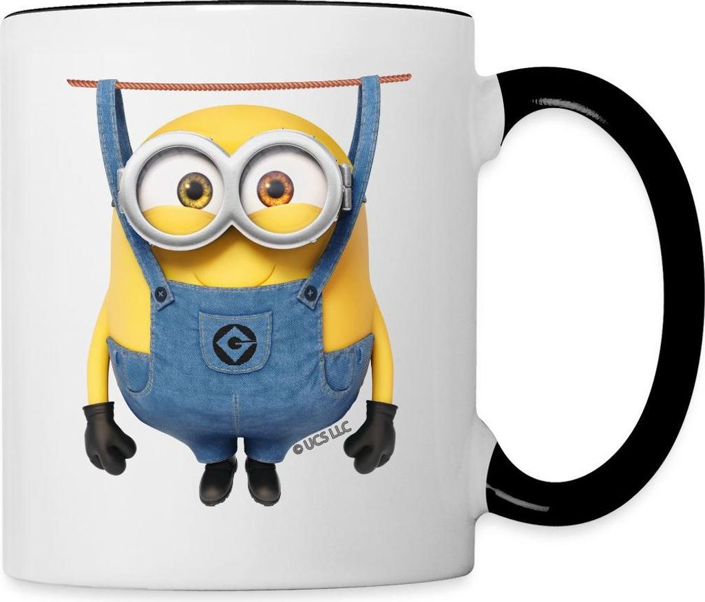 Spreadshirt Minions Bob An Der Wäscheleine Despicable Me Tasse Zweifarbig, One size, Weiß/Schwarz