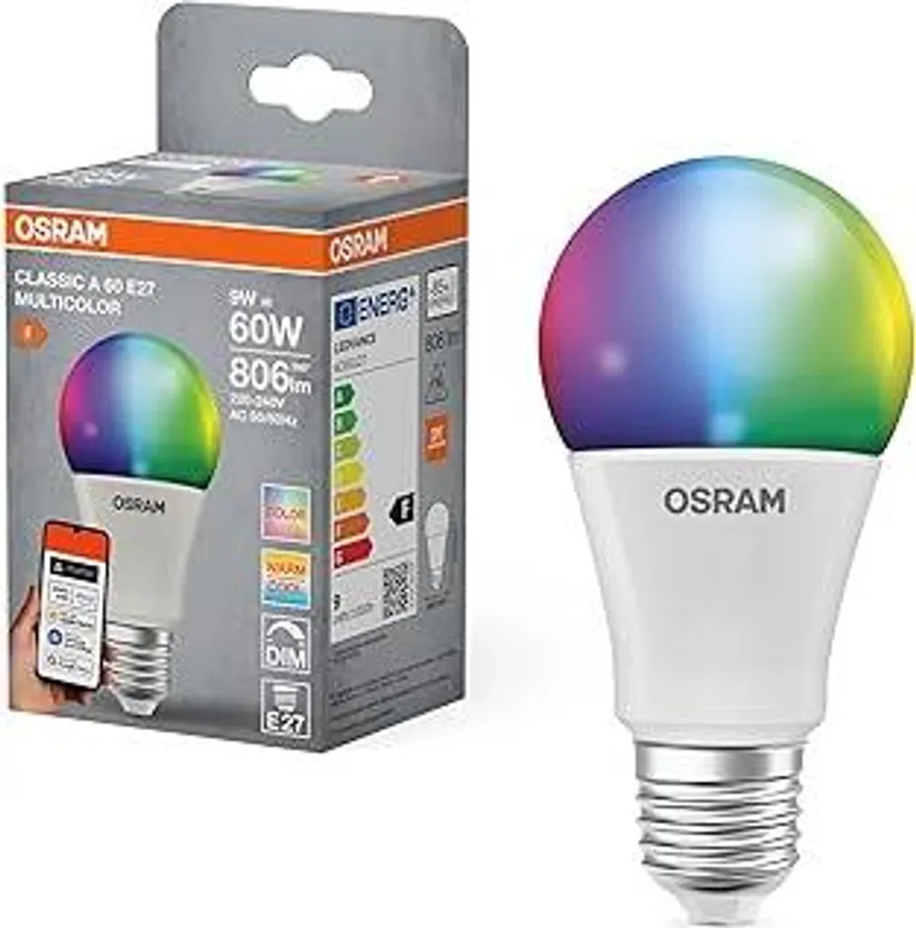 M Ledme - Lampadina LED Colori 10W RGBW E27 A60, Con Telecomando Dimmerabile 700lm Rgb 6000k 279176