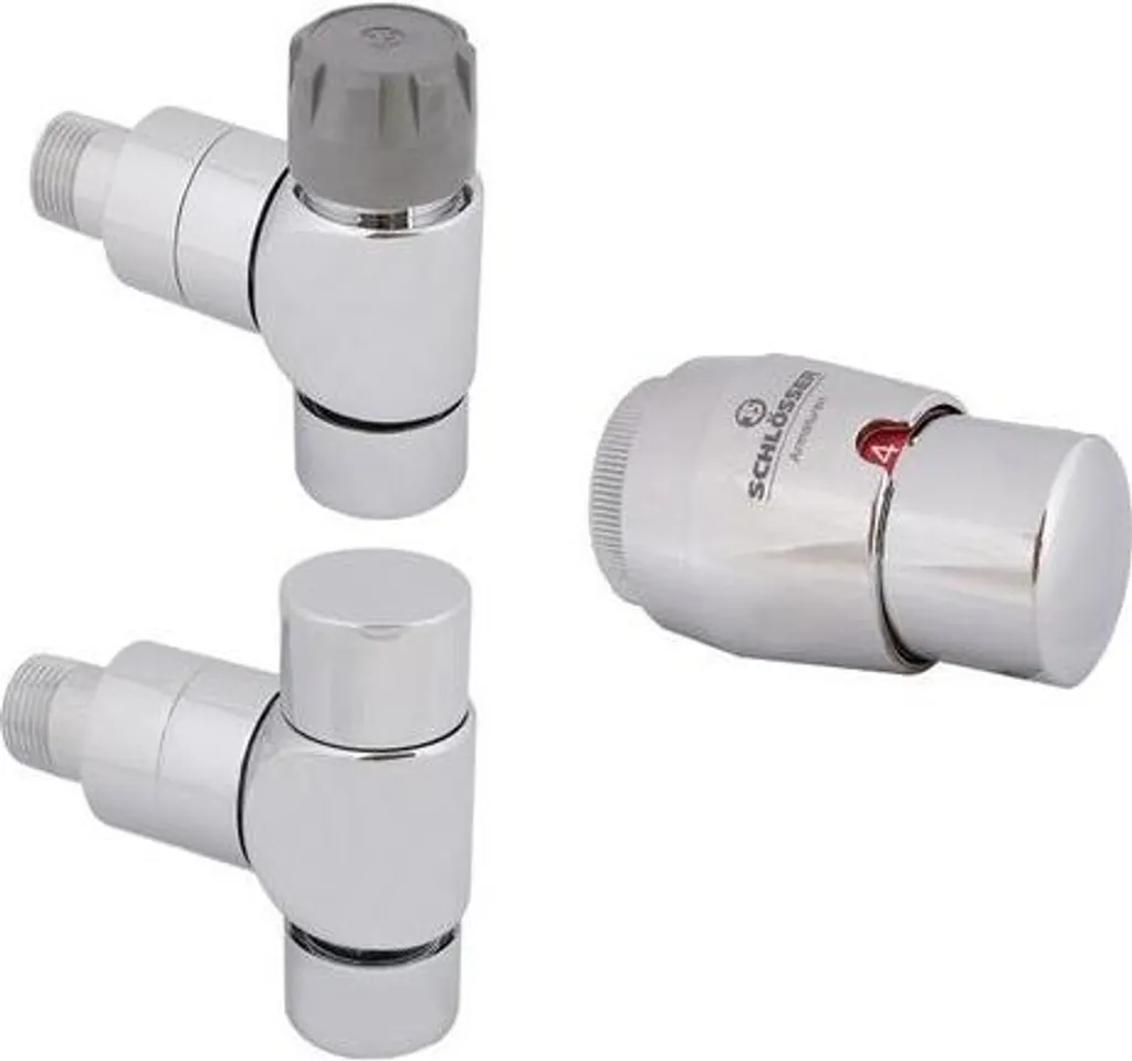 Set Valvole a Squadra Js Style-Tec-Set DN15 1/2" Reinweiss per Termoarredo