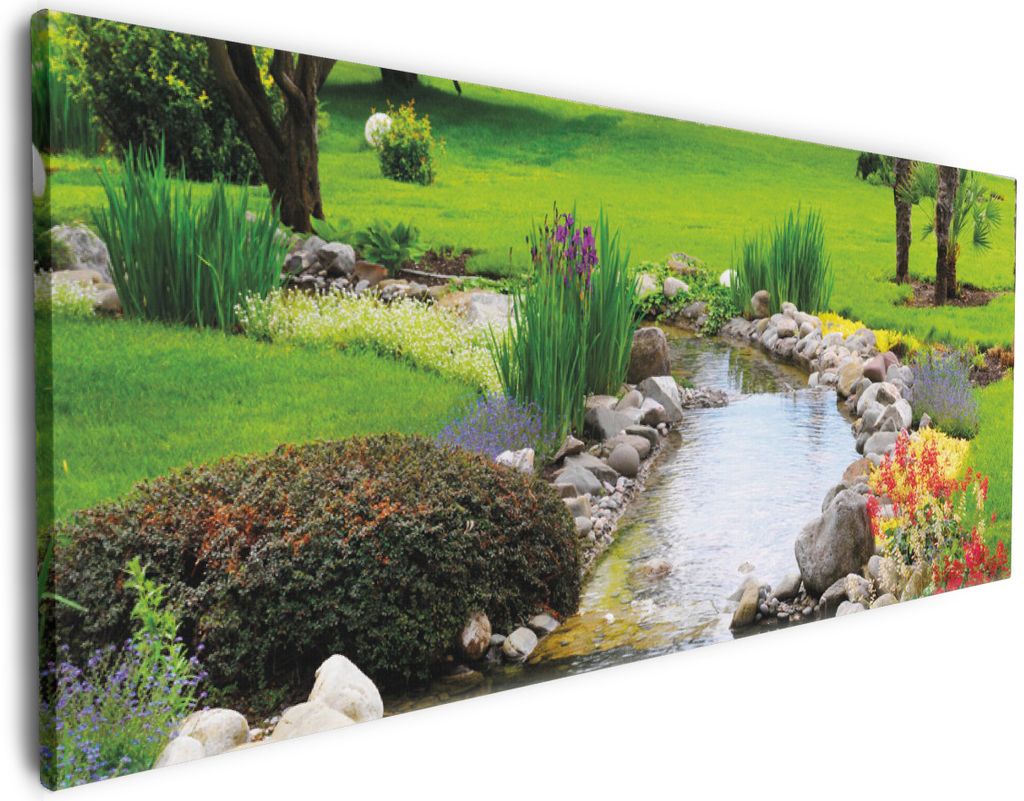 Wallario Premium Leinwandbild Blumen am Teich in Größe 60 x Produktbild 