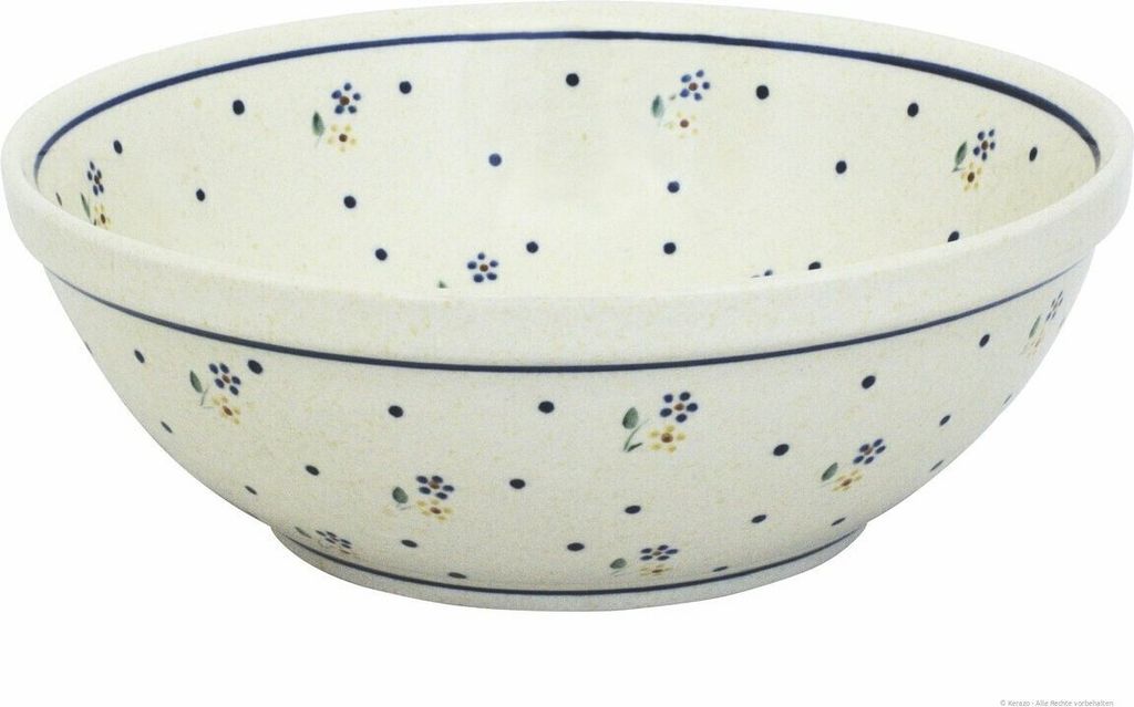 Original Bunzlauer Keramik 2 Liter Schüssel Schale Ø20,5 cm Salatschüssel Beilagenschüssel Rührschüssel Obstschale [Form 1] dickwandig und ro...