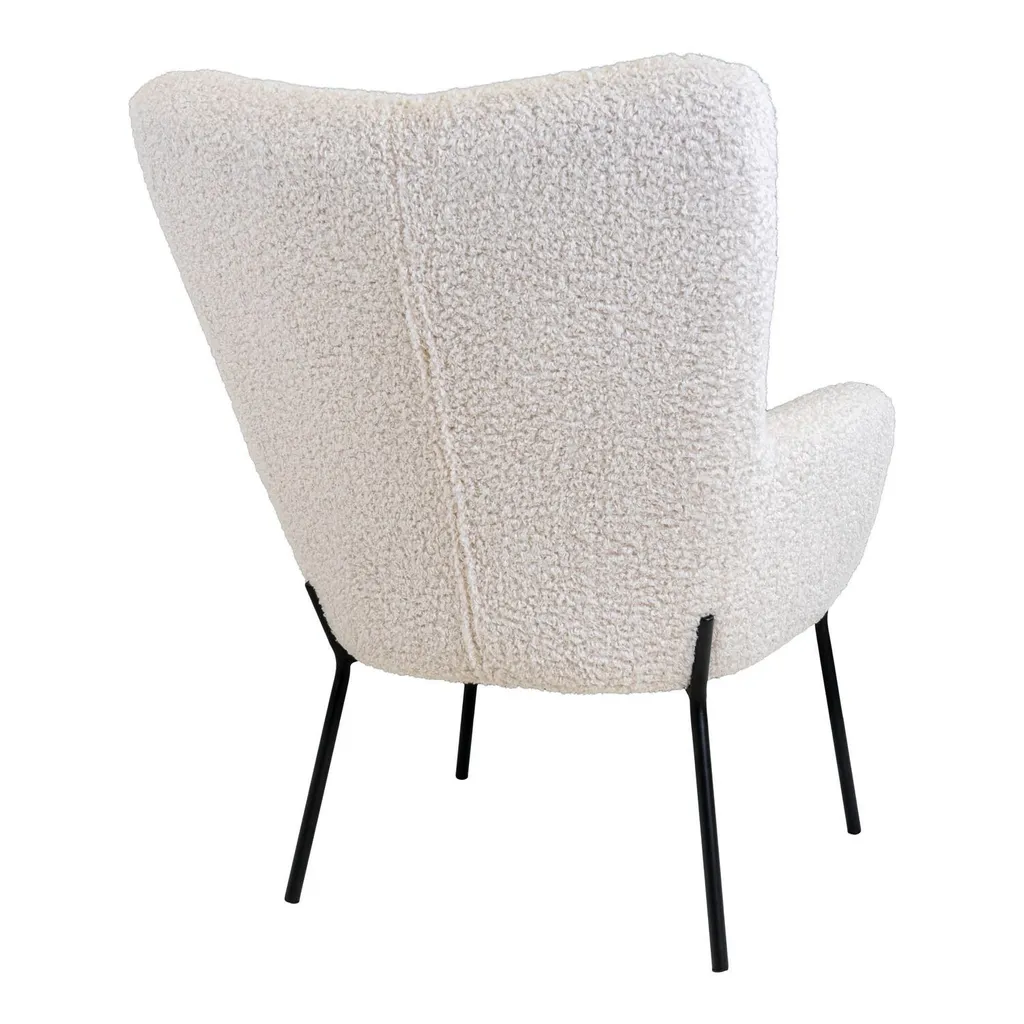 Fauteuil de lecture Glasgow blanc imitation peau de mouton chic - 5