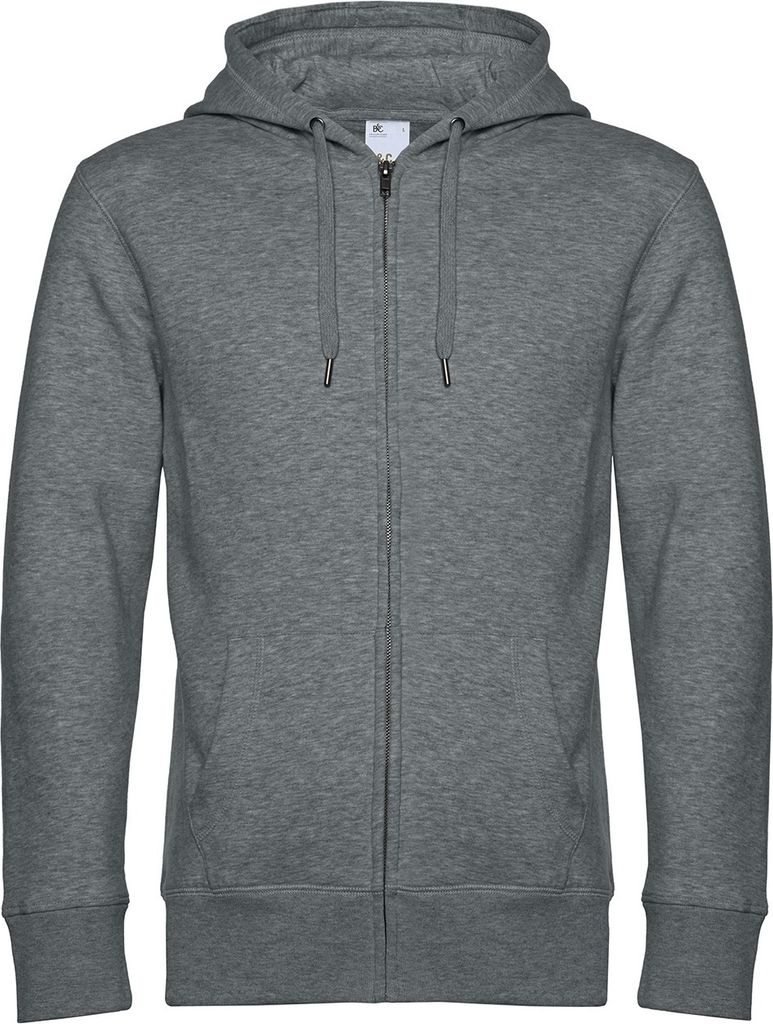 B&C - "King" Hoodie mit durchgehendem Reißverschluss für Herren BC4692 (3XL) (Mittelgrau meliert)