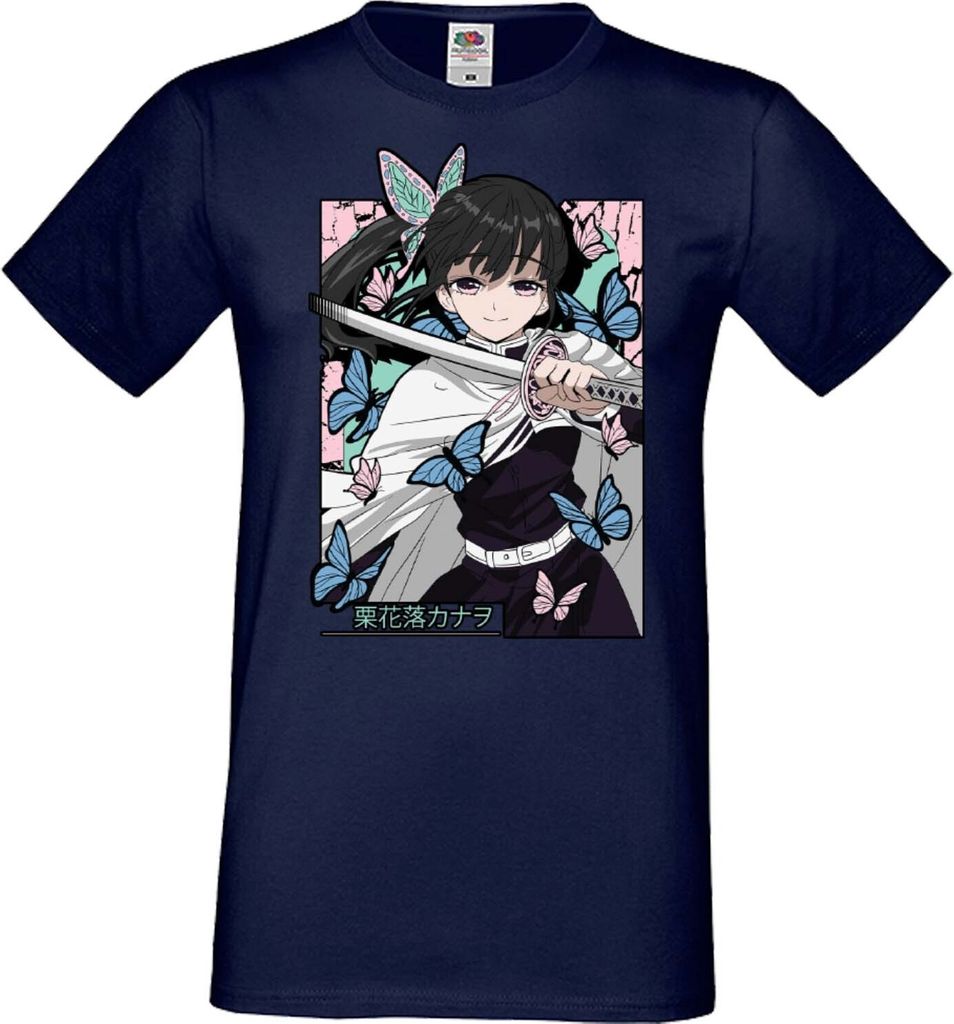 Herren T-Shirt Anime Manga Demon Anime Slayer Kanao Tsuyuri 01 Kanao, Man 2XL / Dunkelblau