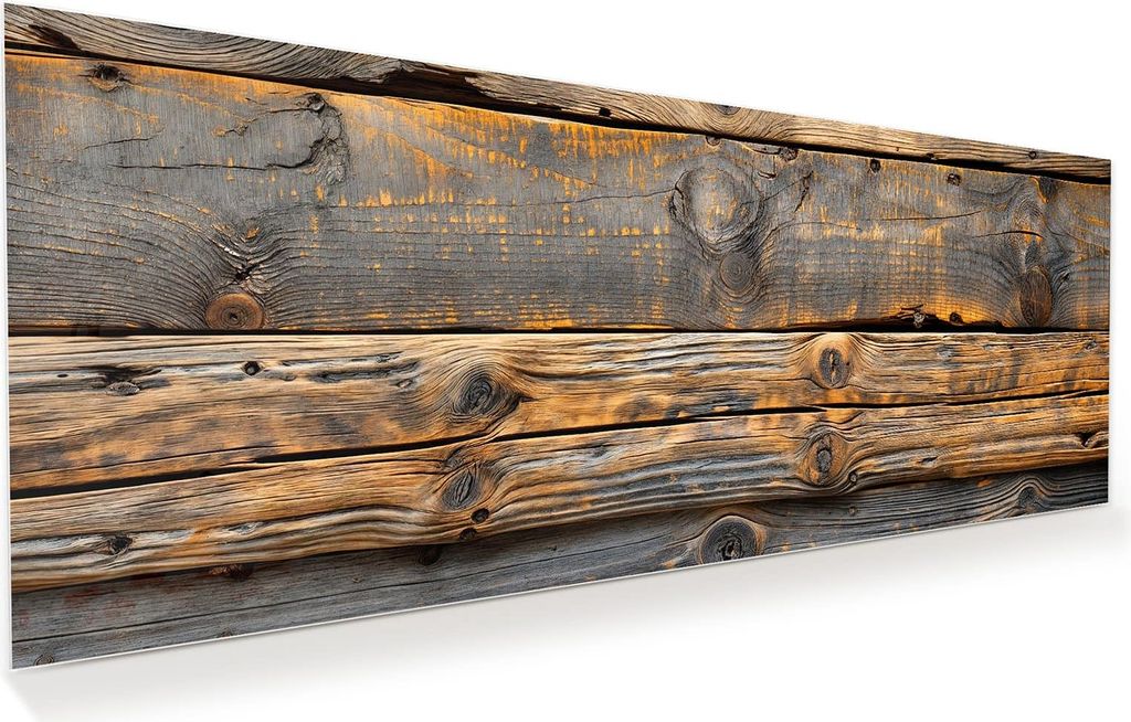 Glasbild 100x40cm in XXL für Wohnzimmer, Schlafzimmer Motiv Holzmuster Planken