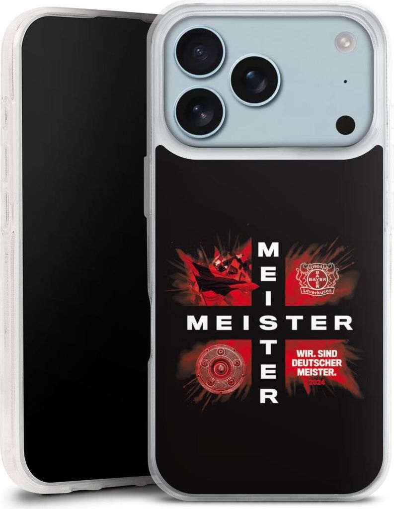 DeinDesign Handyhülle für Apple iPhone 17 Pro Silikon Hülle Case Smartphone Schutzhülle Bayer 04 Leverkusen Meister Offizielles Lizenzprodukt