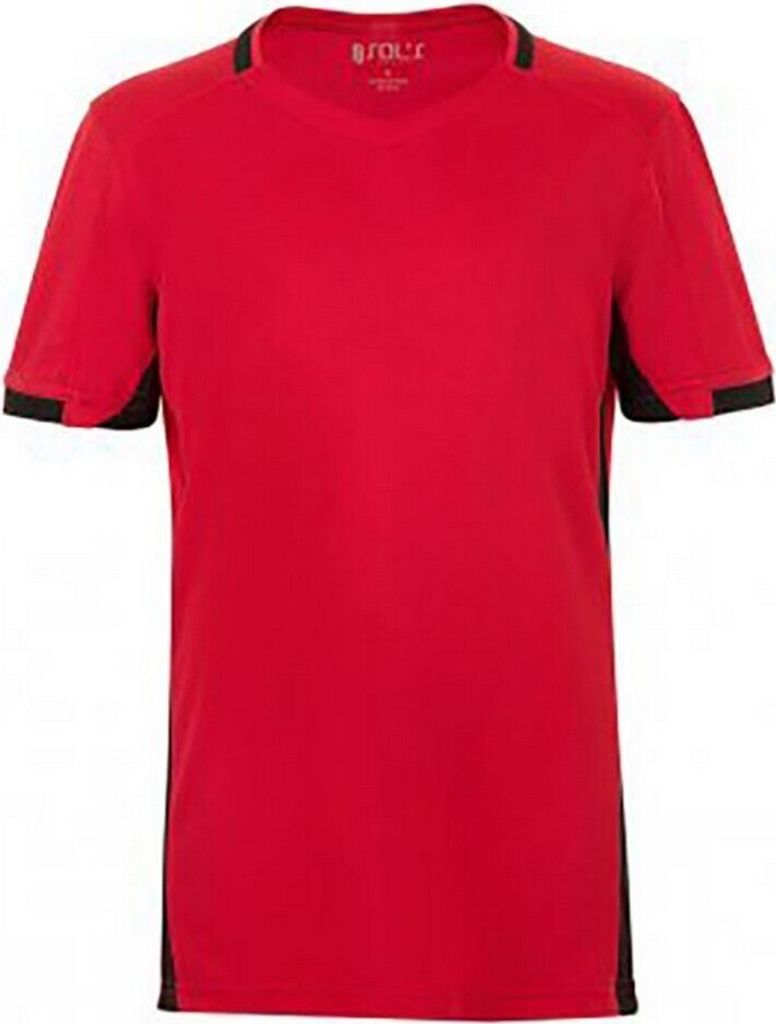 SOLS Kinder Classico Kontrast Kurzarm Fußball T-Shirt PC2790 (10 Jahre (140)) (Rot/Schwarz)