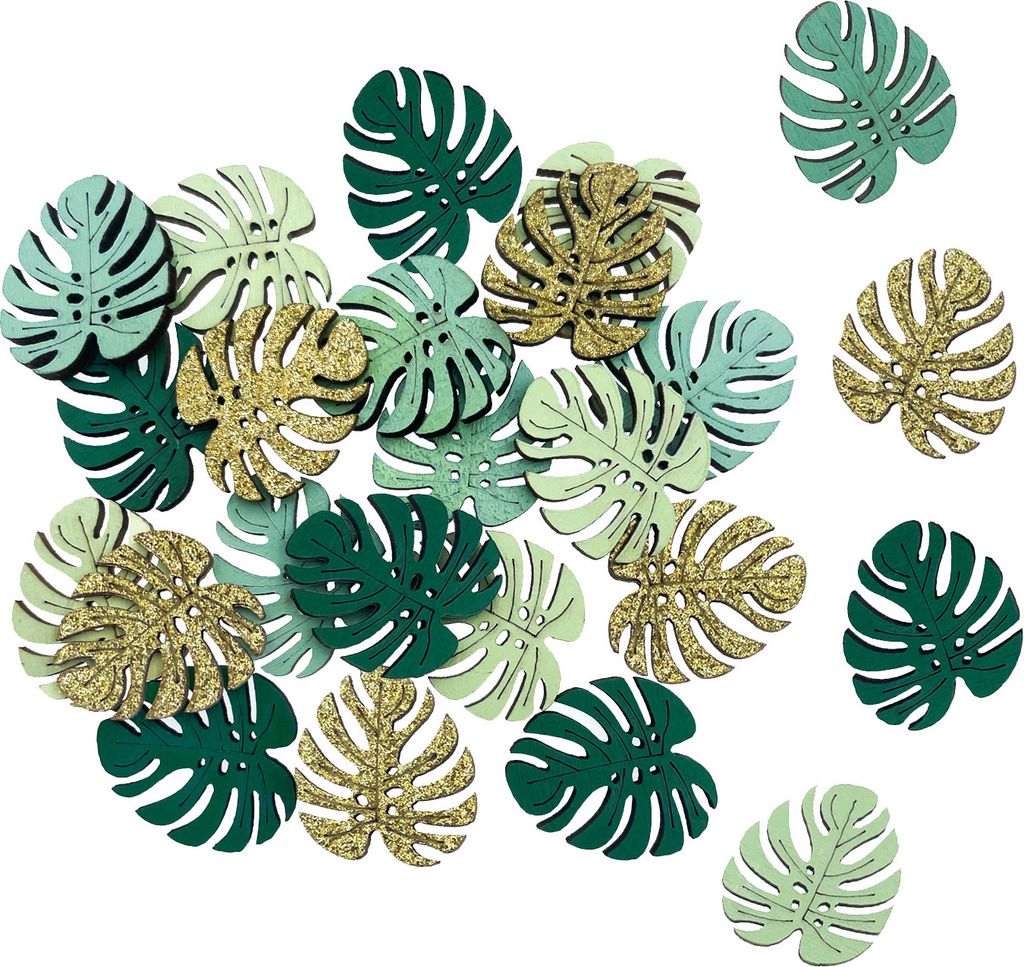 Oblique Unique Konfetti Monstera Blätter aus Holz Tisch Produktbild 