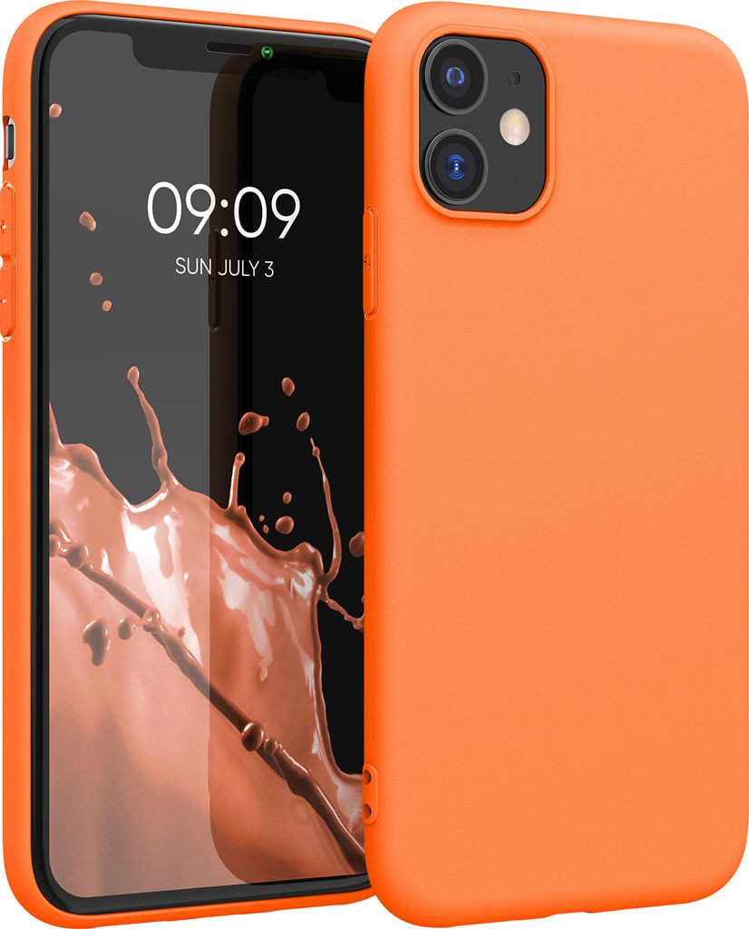 kwmobile Hülle kompatibel mit Apple iPhone 11 Hülle - weiches TPU Silikon Case - Cover geeignet für kabelloses Laden - Fruity Orange