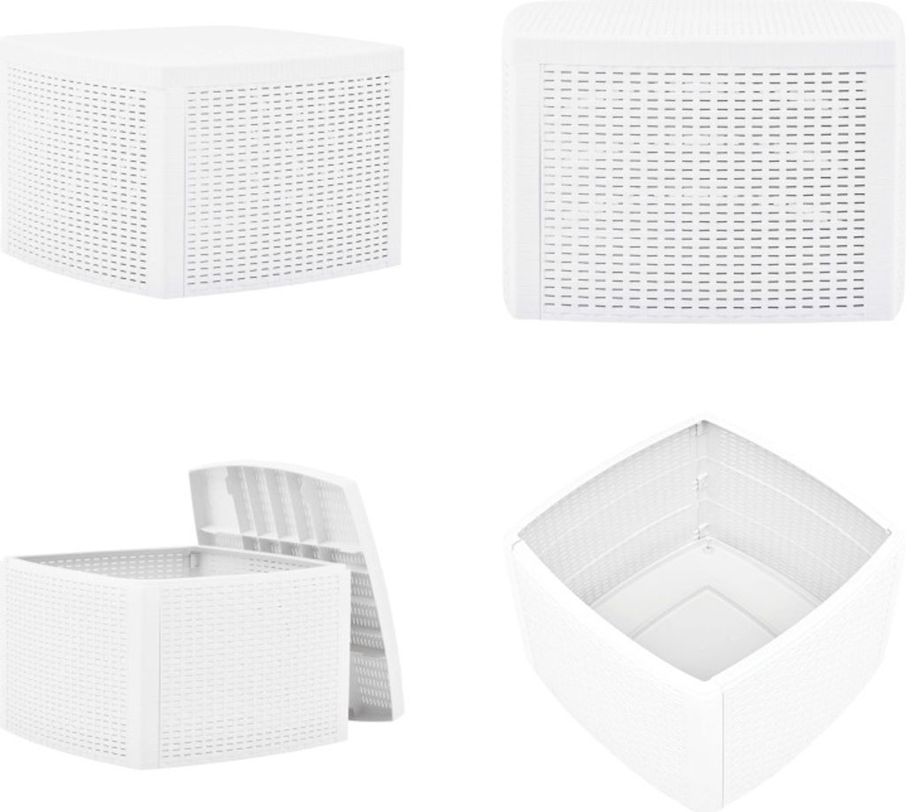 vidaXL Beistelltisch Weiß 54×54×36,5 cm Kunststoff - Gartentisch - Gartentische - Garten-Couchtisch - Garten-Couchtische