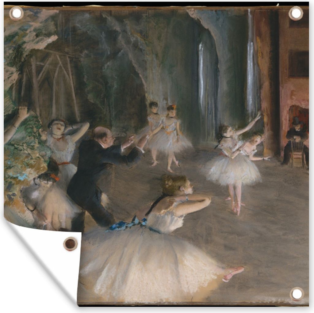 MuchoWow 100x100 cm Outdoor-Poster Gartendeko Sichtschutz Garten Poster für den Garten Die Probe des Balletts auf der Bühne - Gemälde von Edg...