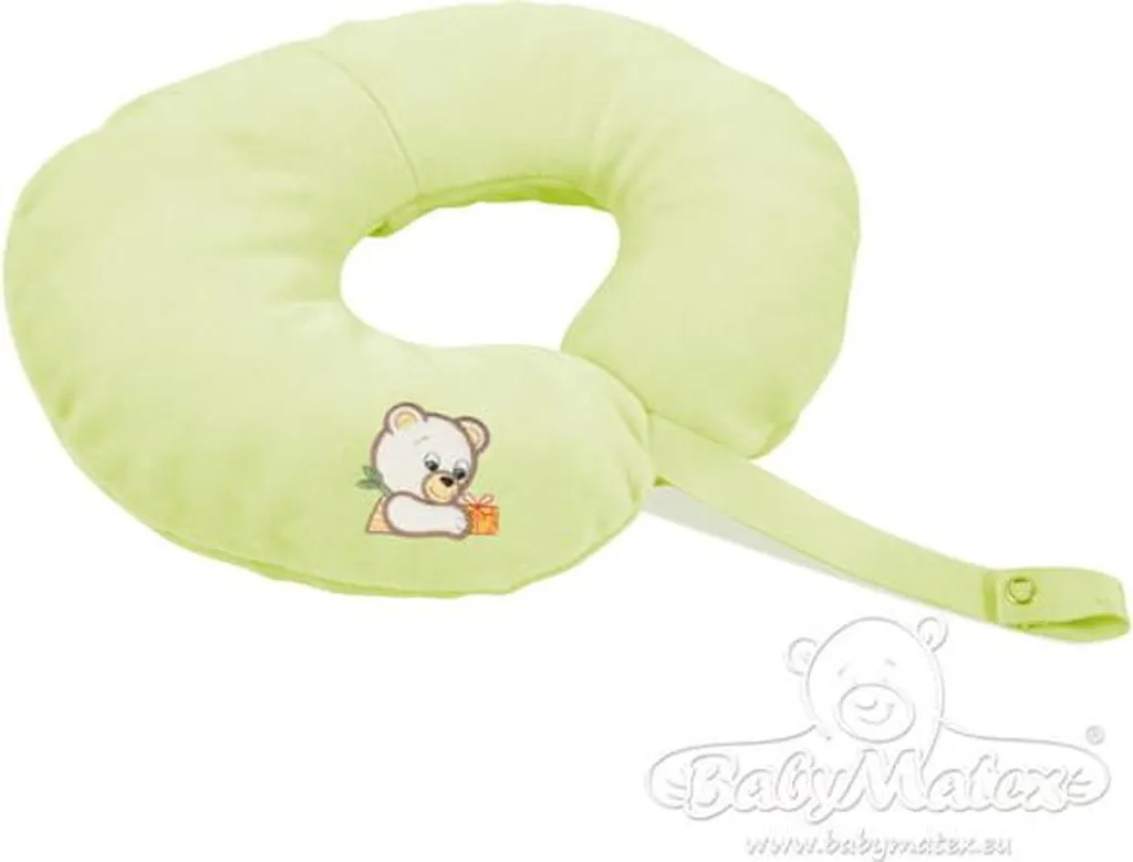 Coussin de positionnement PEPI vert avec ourson pour bébé et nourrisson