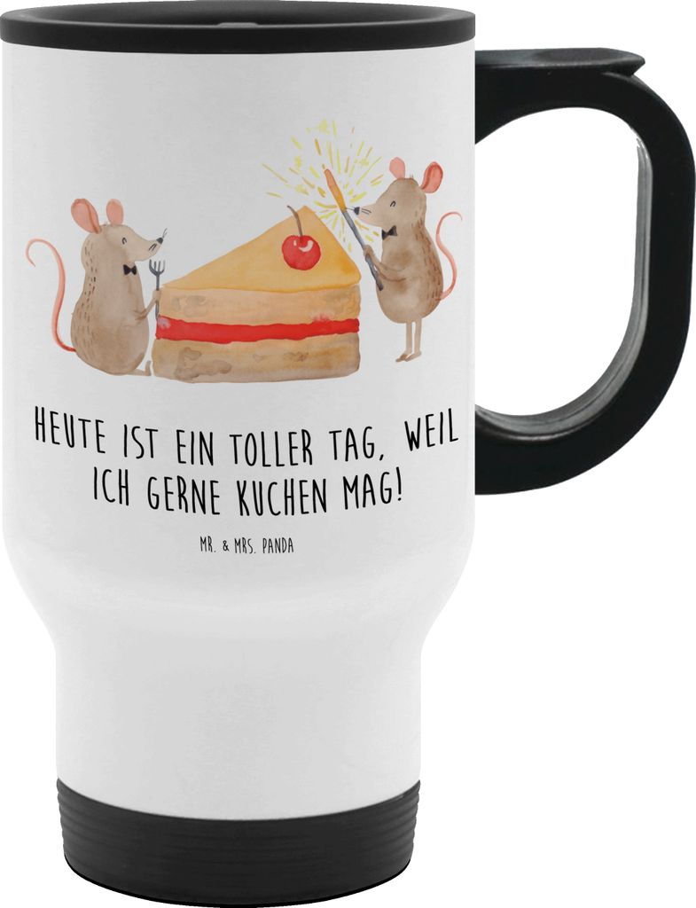 Mr. & Mrs. Panda To Go Becher Mäuse Kuchen - Weiß - Geschenk, Thermobecher, Happy Birthday, Maus, Für Tee, thermosbecher, Geburtstagsgeschenk, K...