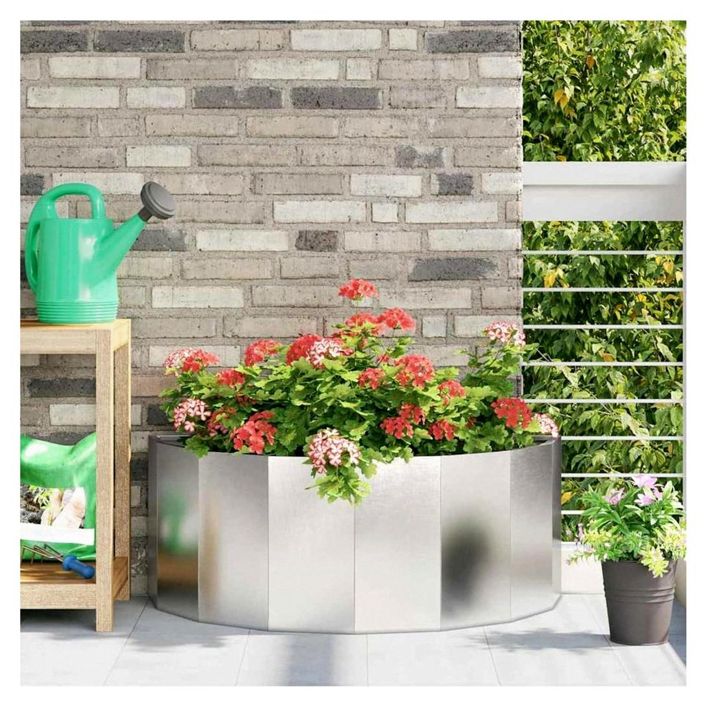 Pflanzkübel Silber 90 x 45 x 35 cm Edelstahl, Großes Pflanzbeet Hochbeet für Gemüse und Blumen auf Balkon, Terrasse, Garten