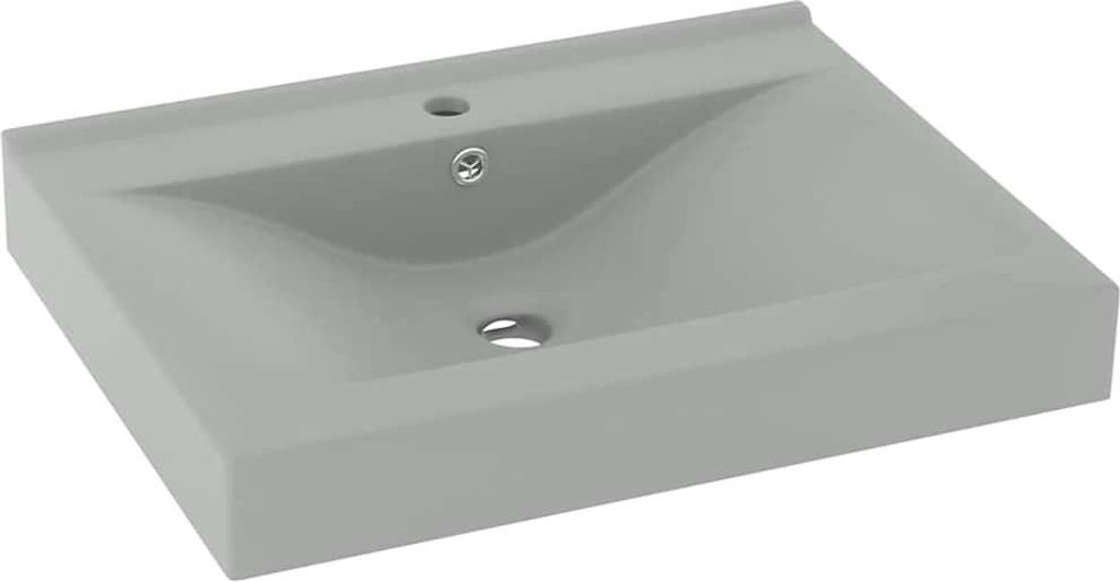 vidaXL Luxus-Waschbecken mit Hahnloch Matt-Hellgrau 60x46 Produktbild 