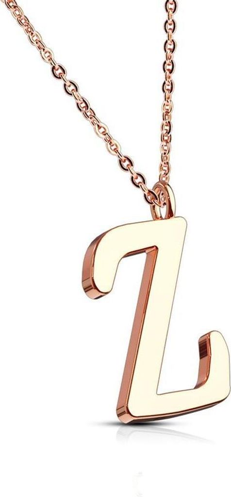 Z - Kette Buchstaben Anhänger Rosegold aus Edelstahl Damen Z