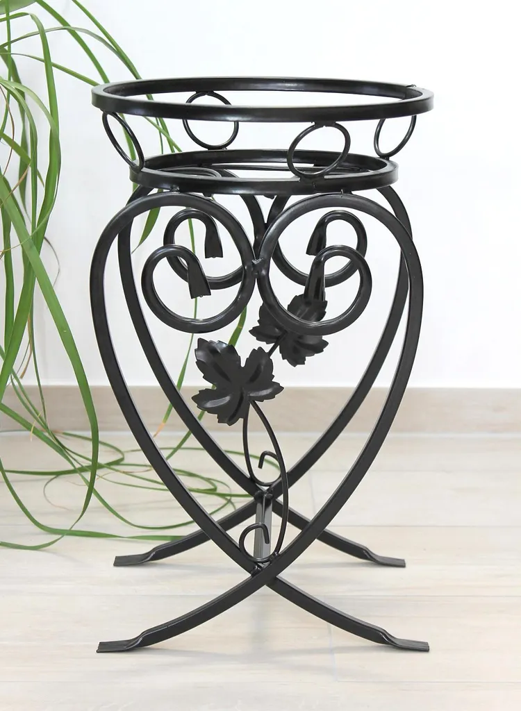 Sellette à Fleurs 49 cm Noire en Métal - Design Robuste et Moderne - 2