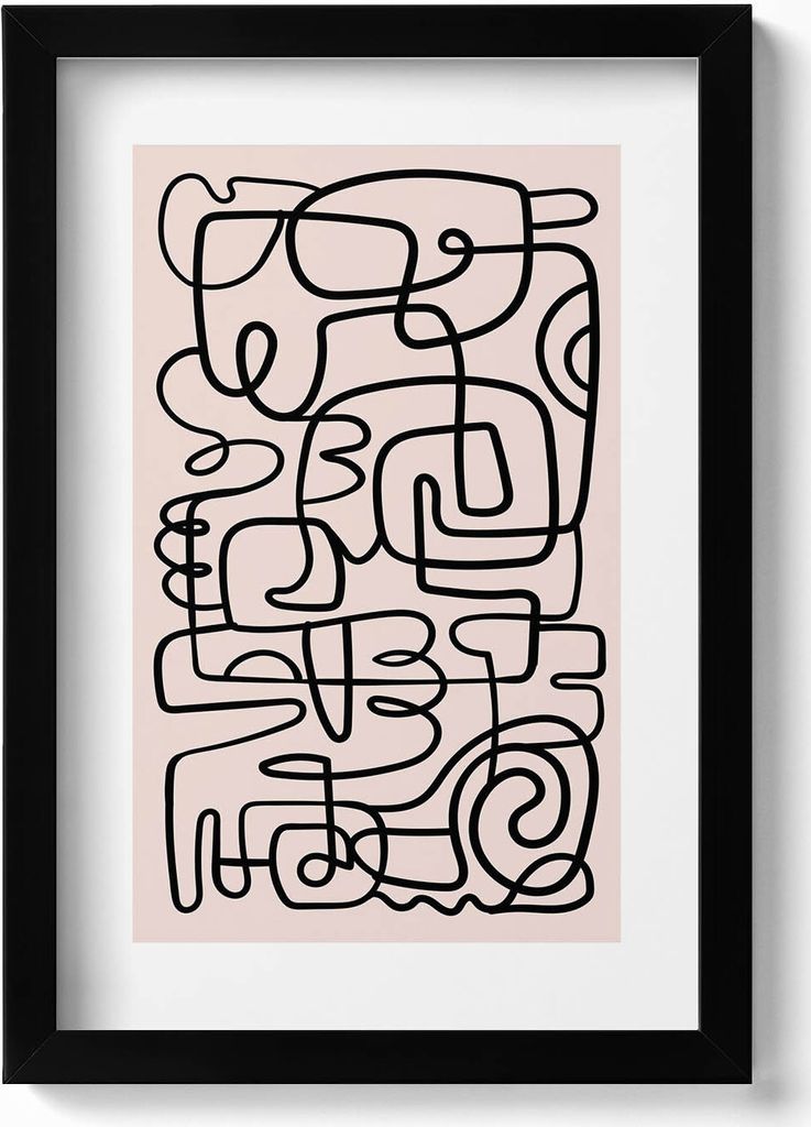 Abstrakte Formen– Wandbild mit Rahmen – Gerahmtes Bild – Wanddekoration – 20x30 cm – Schwarz