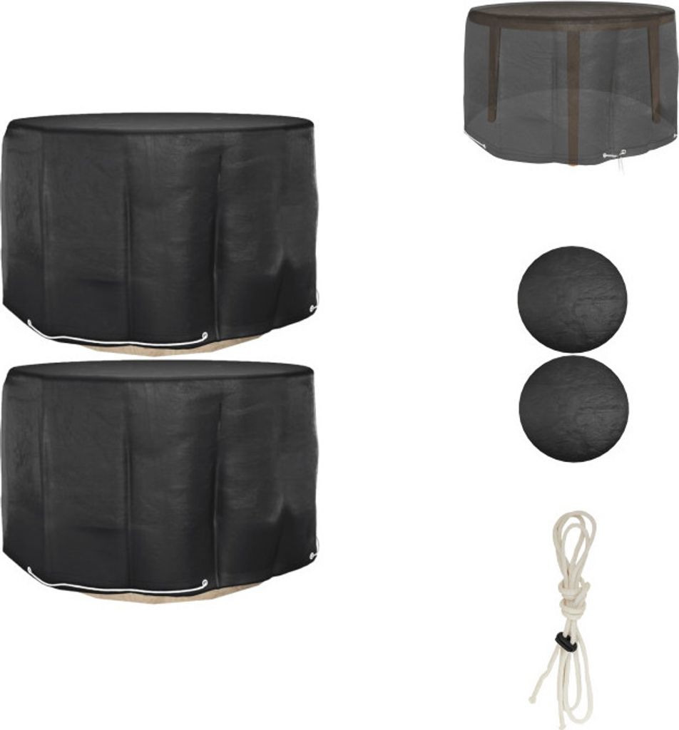 vidaXL Gartenmöbel-Abdeckungen 2 Stk. 6 Ösen Ø125x75 cm Rund - Gartenmöbel-Schutzhüllen