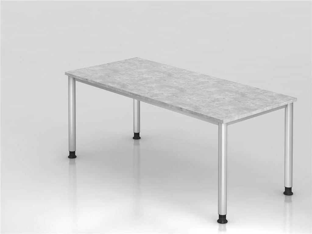 Schreibtisch 4-Fuß-rund 180x80cm Beton/Silber