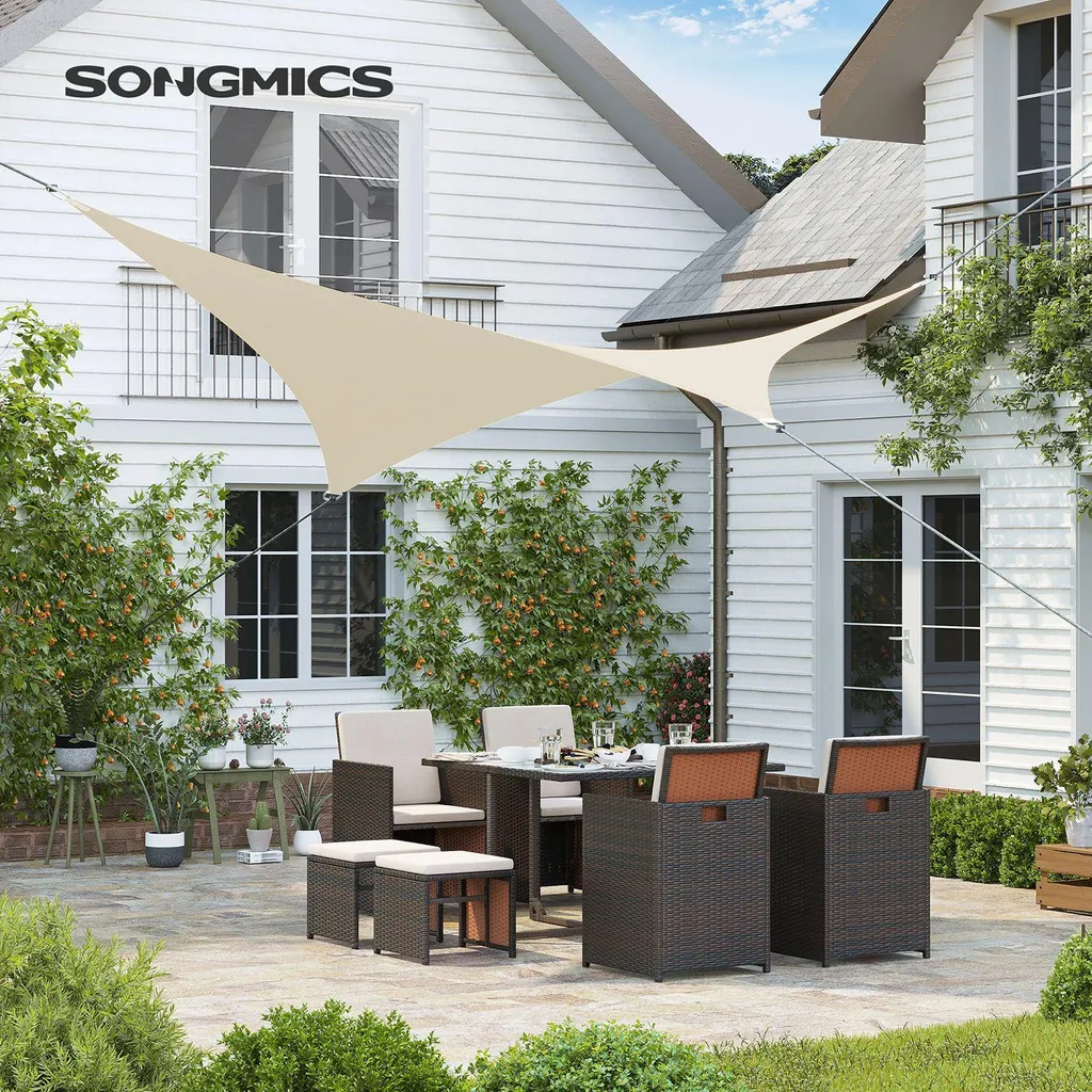Toile d'ombrage perméable 5x5m grise pour terrasse et pergola de jardin - 2