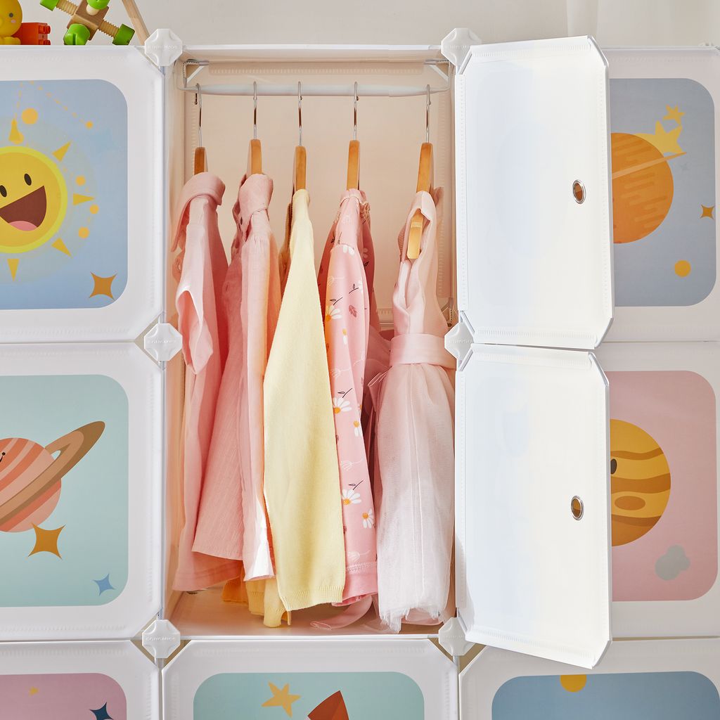 SONGMICS Kleiderschrank Kinderregal mit 16 Würfeln, 4 Produktbild 5