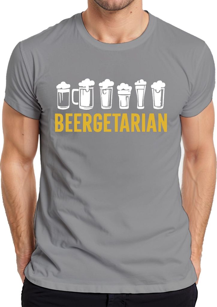 Beergetarian Bierliebhaber Geschenk Bierfan Craftbeer Kneipe Herren T-Shirt, Grau, S