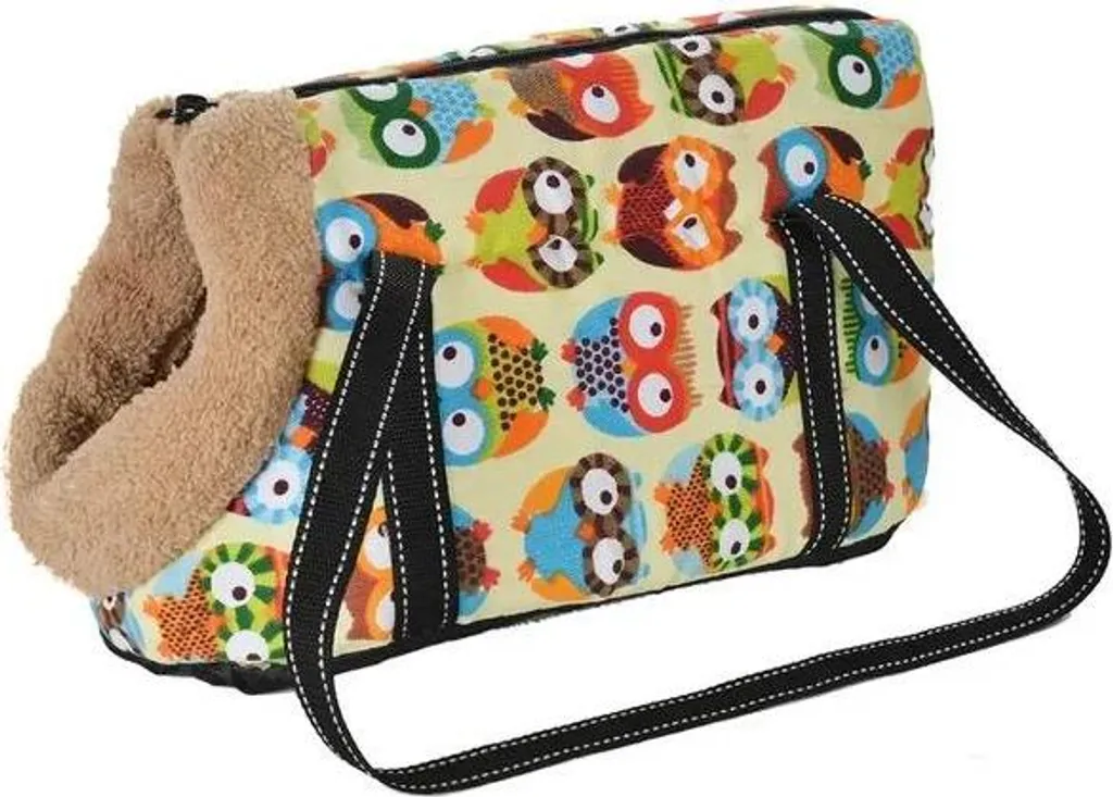 Sac de transport animaux anti-stress respirant avec fourrure 50x23x28 cm
