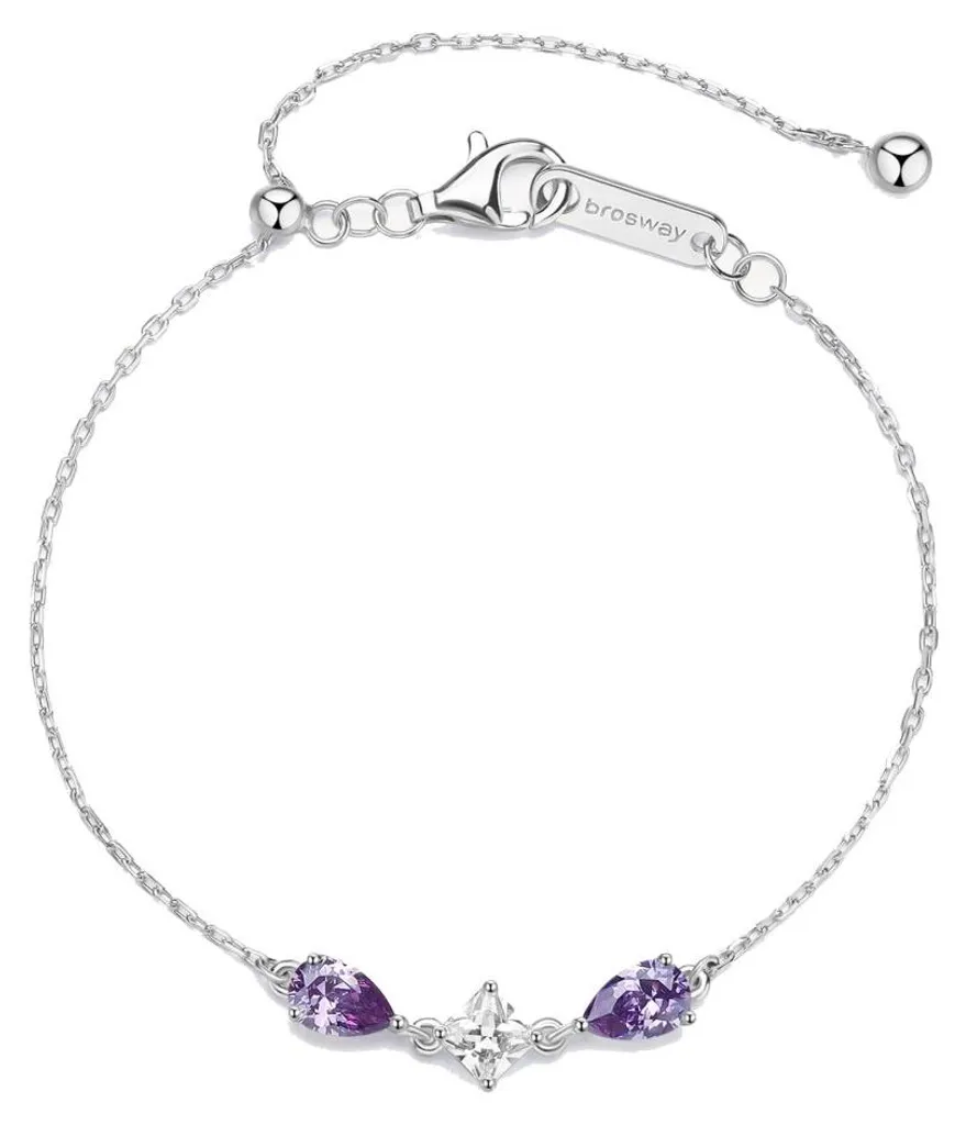 Bracelet gourmette en argent véritable avec zircone violette Fancy