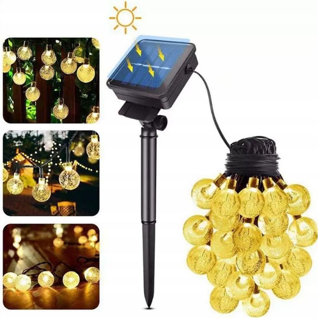 Solar Garlande 7M 40 Led Weiss Warm Für Gazebo, Pergola, Terrasse, Balkon