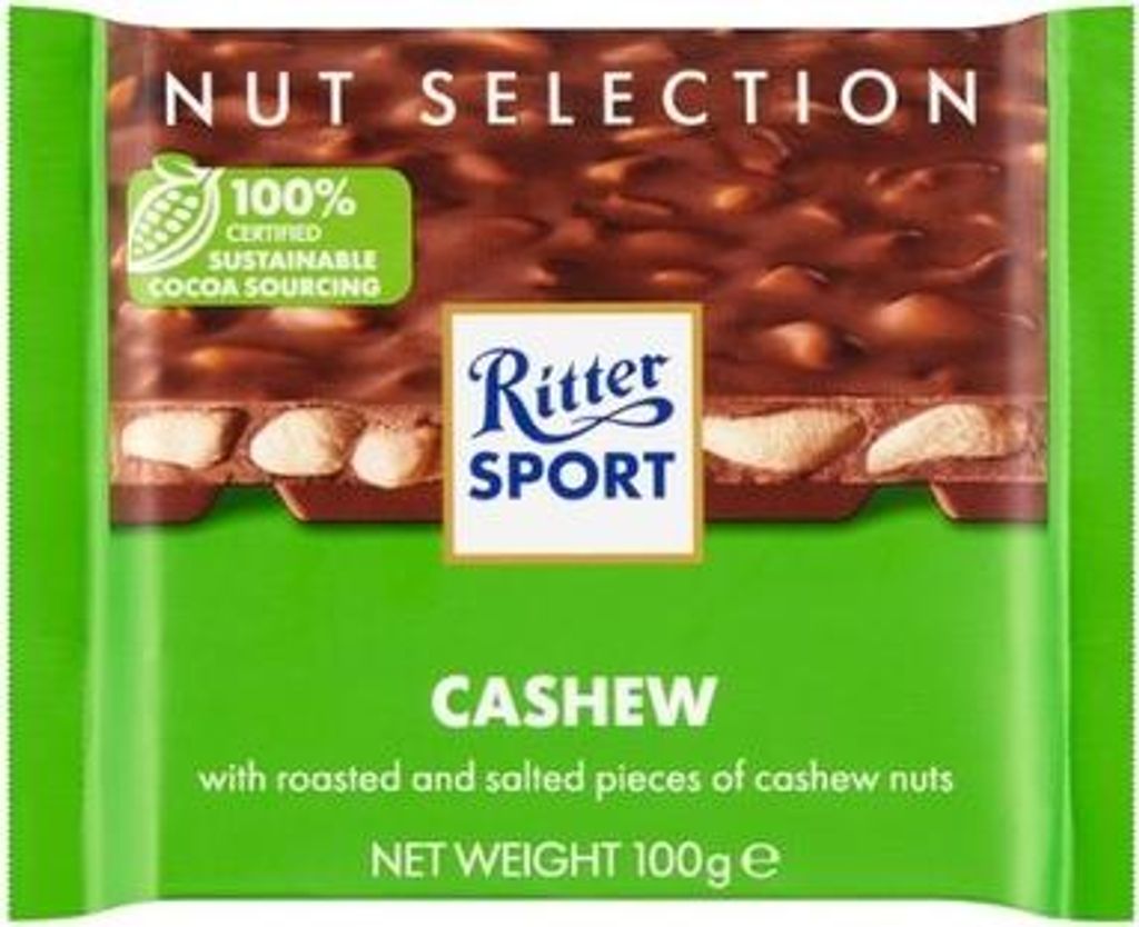 Ritter Sport Noix de cajou grillées et salées en chocolat Image du produit 