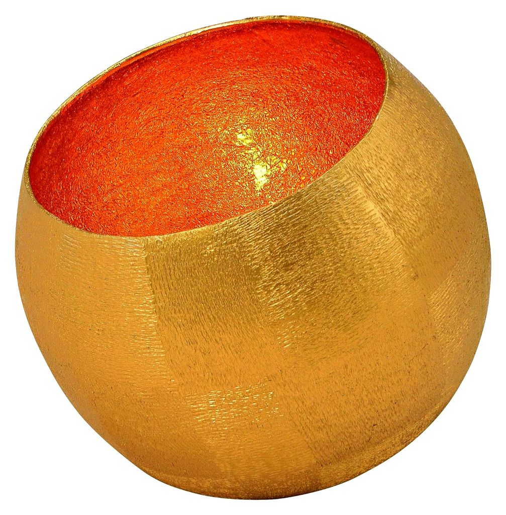 Windlicht aus Metall in Gold | Moderne Deko für das Wohnzimmer | 15 x 15 x 15 cm (LxBxH)