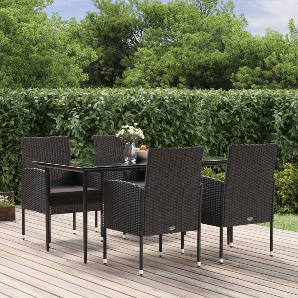 Best Möbel Gartenmöbel Set Balkonmöbel-Set 5-tlg. Garten-Essgruppe mit Kissen Schwarz Poly Rattan - Gartenmöbelgarnituren CL3263505 2parcel