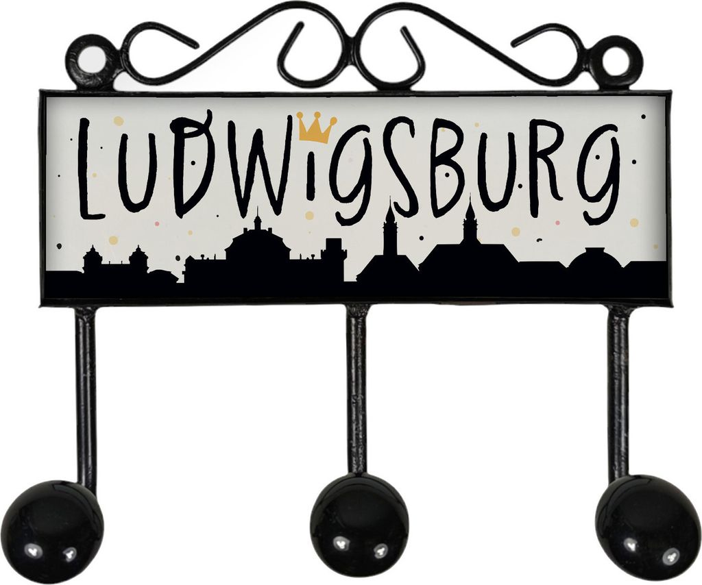 Ludwigsburg Skyline Kleiderhaken Leiste mit 3 Haken