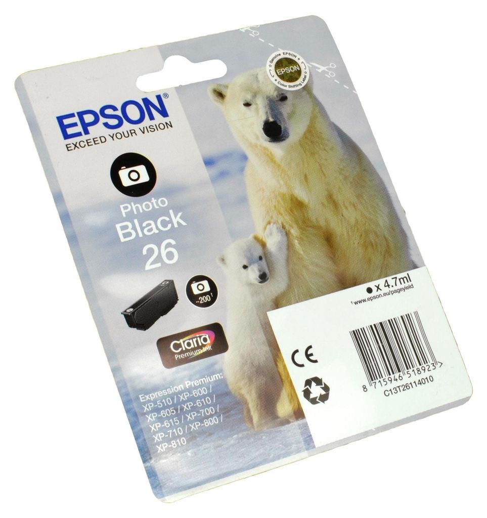 Epson Polar bear Singlepack Photo Black 26 Claria Premium Produktbild 