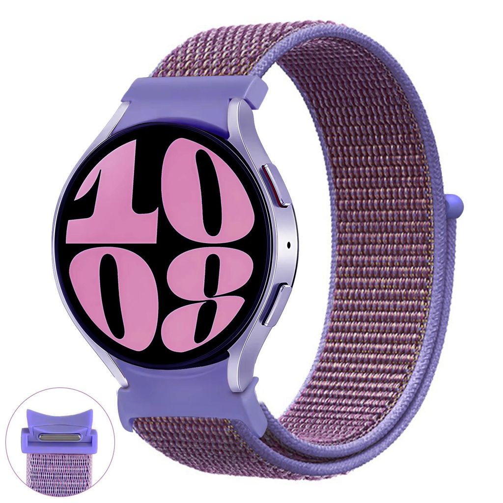 FFO2World klassisches Nylonarmband für Samsung Galaxy Watch 7/FE/6/6 Pro/5/5 Pro/4/4 Classic (40/44 mm), Schnellverschluss, nahtlose Passform, Vio...