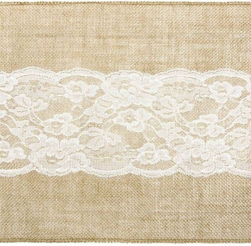 Juta decorativa con pizzo bianco - Matrimonio - runner - 28 Immagine del prodotto 