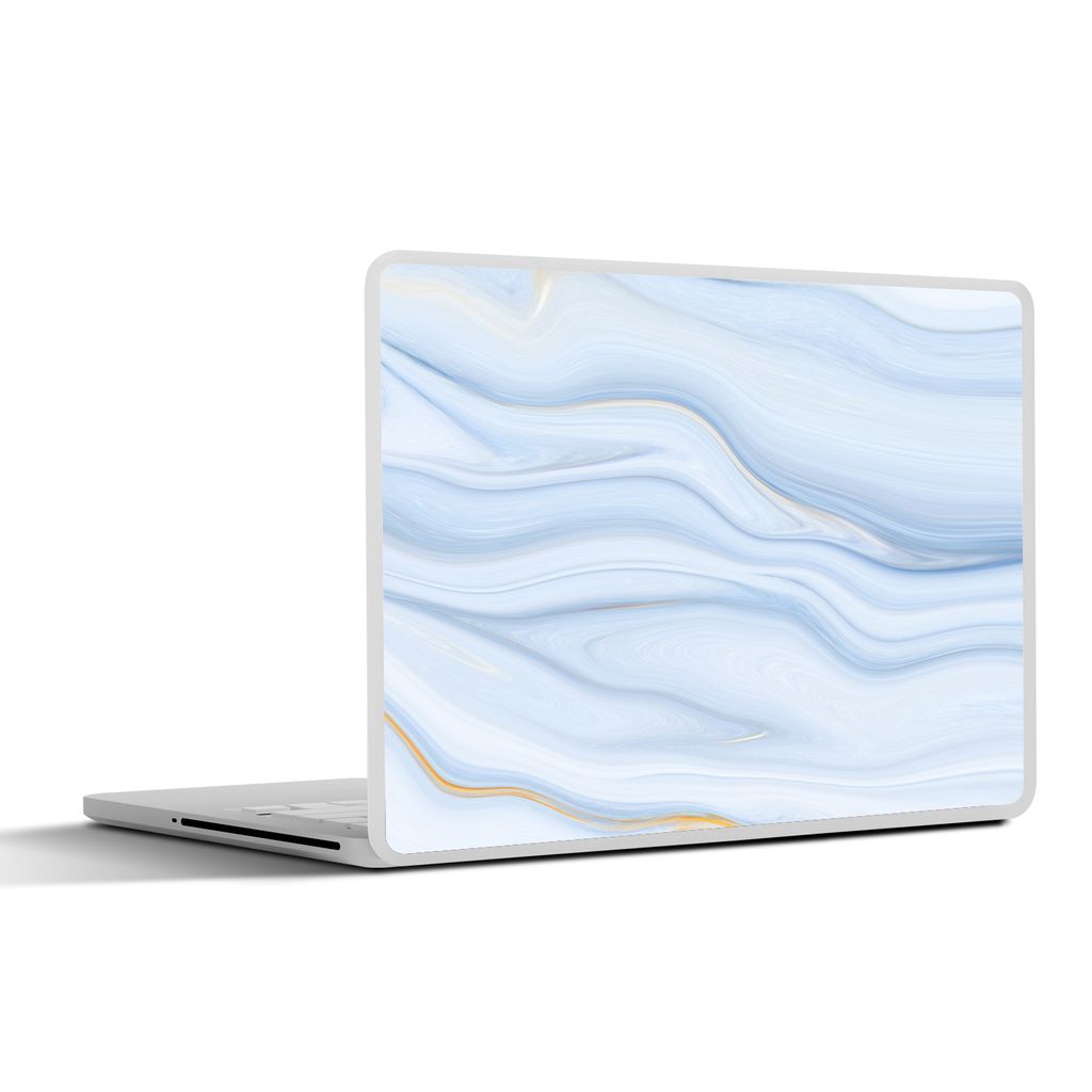 MuchoWow Laptop Aufkleber Sticker Cover Marmor - Welle - Blau - Muster - Marmoroptik - Pastell 32.5x23.5 cm - Sticker für Laptop - Selbstklebend