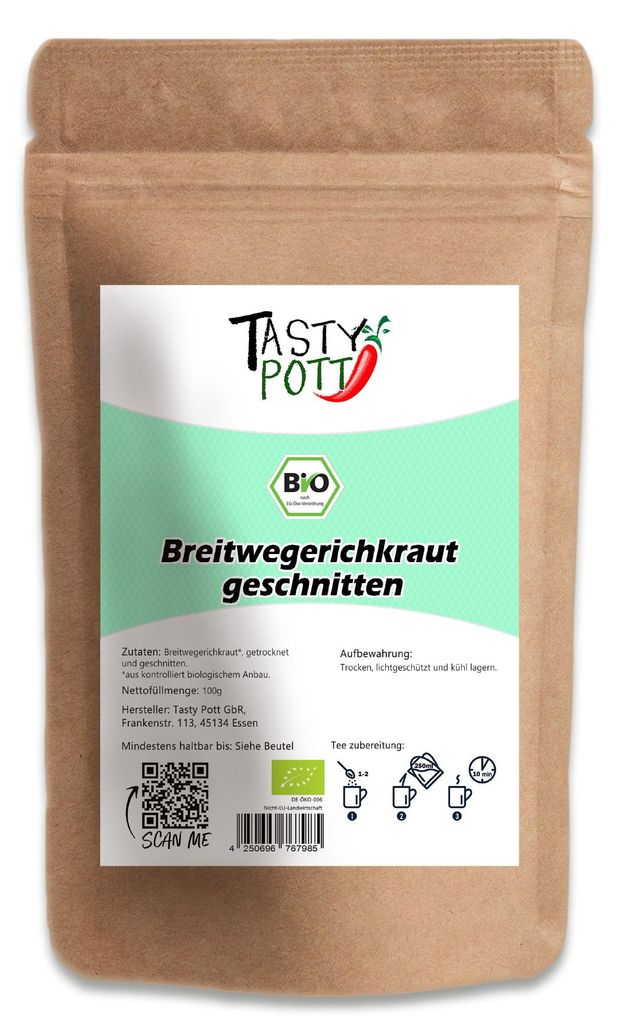 Getrocknetes Breitwegerichkraut geschnitten – Ab 100g von Tasty Pott - 250g