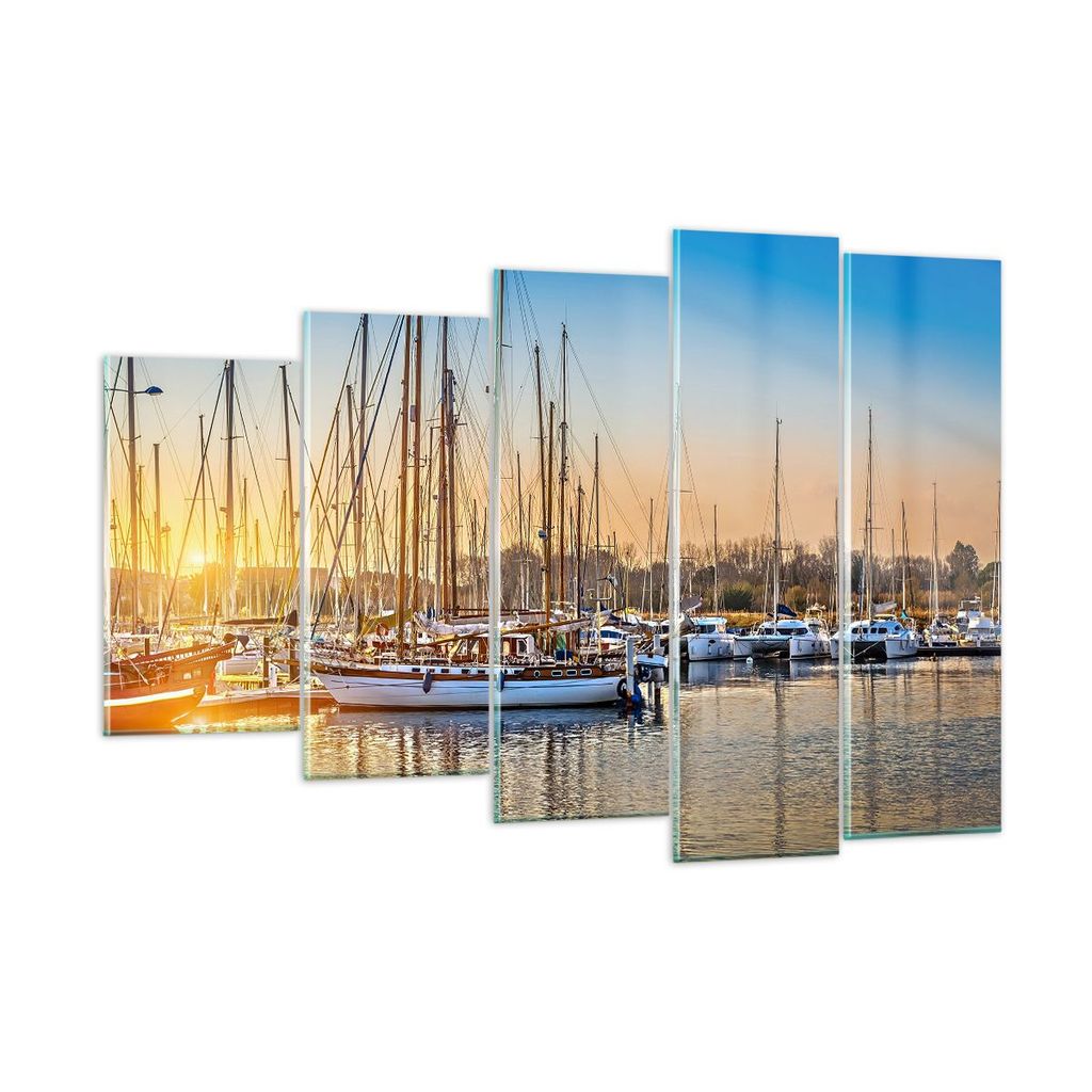 Bilder auf glas - Katamaran Yacht Anker Ankerplatz - 150x100cm - Glasbilder - Wandbilder - Kunstdruck - Wanddekoration aus Glas - Glas Bilder - Wan...