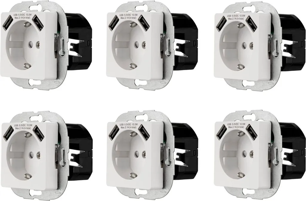 Prise Secteur avec USB pour Recharge Smartphone et Sécurité Enfant 6pcs