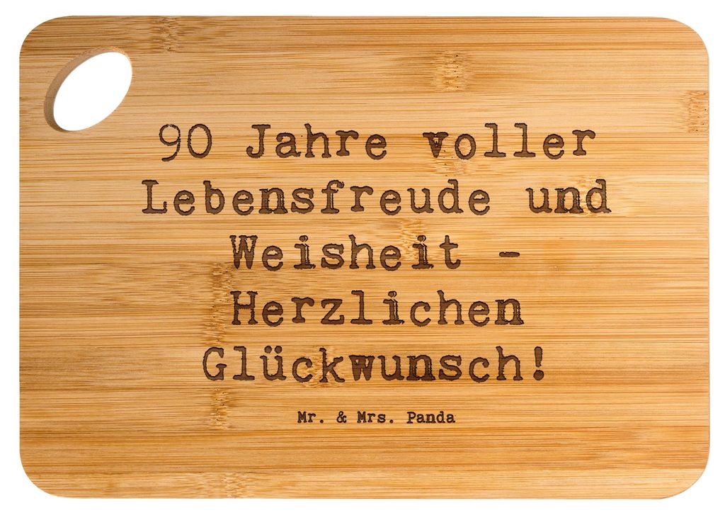 Mr. & Mrs. Panda Brett Spruch 90. Geburtstag Lebensfreude - Transparent - Geschenk, neunzigster, Happy Birthday, Weisheit, jausenbrett, Feiern, Sch...