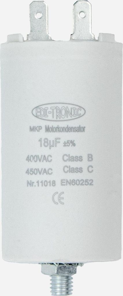 MKP Motorkondensator, Arbeitskondensator Anlaufkondensator Kondensator 450V - Anschluss: Stecker - Wert: 18 μF