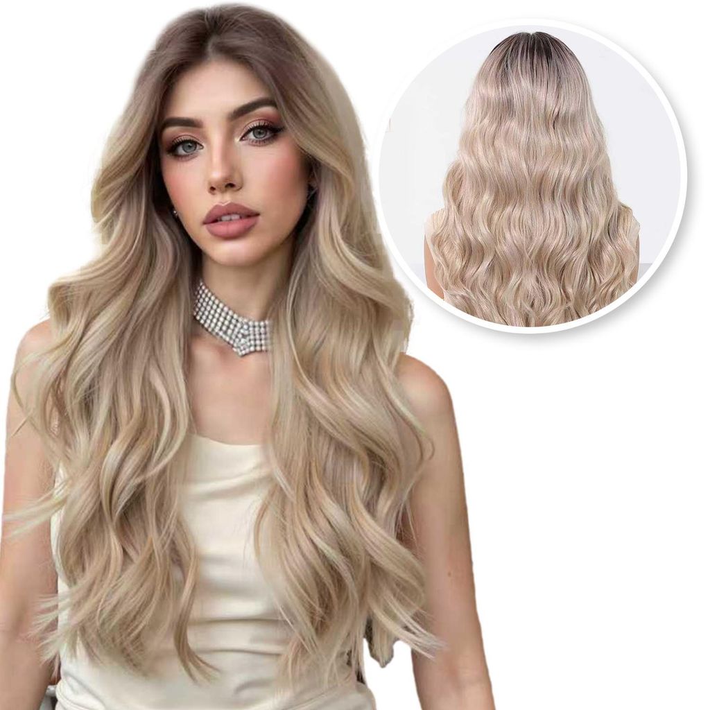 SassyGoods Luxus Blonde Perücke Aschblond Front Lace Wig – Produktbild 