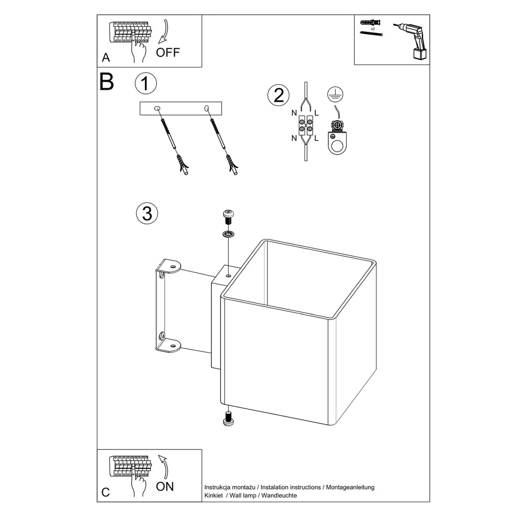 Applique RICO 1xG9 8W Sollux Lighting en verre blanc 10x12x10cm